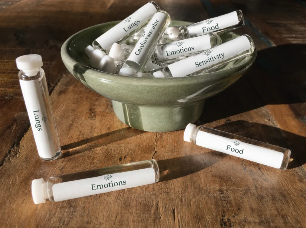 Sage Green Bowl with vials